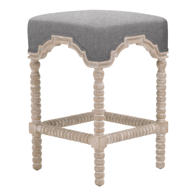 Ophelia & Co. 27 Inch Coastal Counter Height Wood Stool, Double Welt